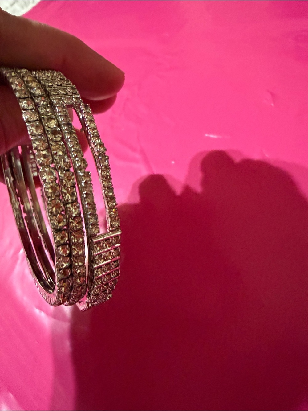 Silver Crystal-Accented Women’s Bangle Bracelet Set - Picture 7 of 9